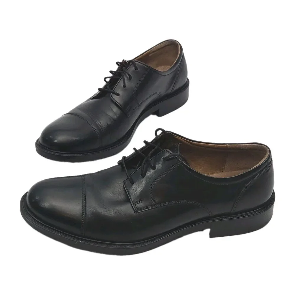 Johnston & Murphy Shoe Black Leather Cap Toe Oxford Men Sz 12 Dress 20-1861